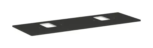 Konsole in mattem Diamantgrau mit zwei Ausschnitten, geeignet für einen Aufsatzwaschtisch. Produkt von Hansgrohe, funktional und klar strukturiert.